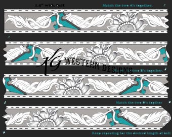 Sunflowers, 3D Cross, Feathers- Leather Belt Tooling Design Pattern PDF Download