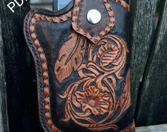 Leather Pattern Smart Phone Holster Pancake Style With Free Tooling Design.