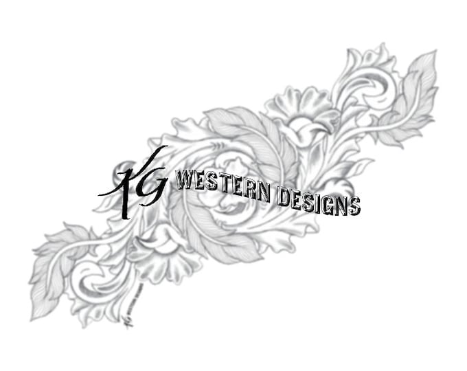 Floral- Wildflowers- Feathers and Vines Patch- Leather Tooling Design-Tracing Pattern