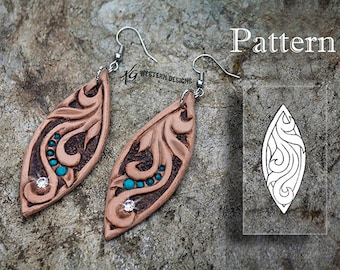 Easy Leather Tooled Earrings Pattern Pack- PDF download