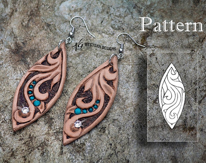 Easy Leather Tooled Earrings Pattern Pack- PDF download