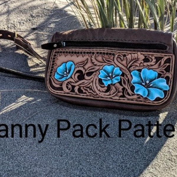 FannyPack Pattern, Leather Tooled Travel Crossbody Purse, Template PDF Pattern