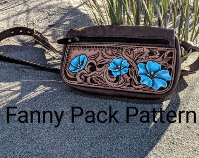 FannyPack Pattern, Leather Tooled Travel Crossbody Purse, Template PDF Pattern