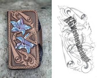 Leather Tooling Grunge Lilly's and Vines Tracing DESIGN Pattern