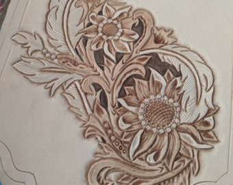Sunflower Daisy Floral Vines Leather Tooling Tracing Design Pattern #2