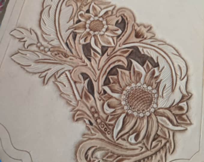 Sunflower Daisy Floral Vines Leather Tooling Tracing Design Pattern #2