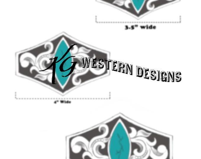 Leather Tooled Hair Slides- Turquoise Stone, Vines Designs, 3 sizes Pattern Pack Download