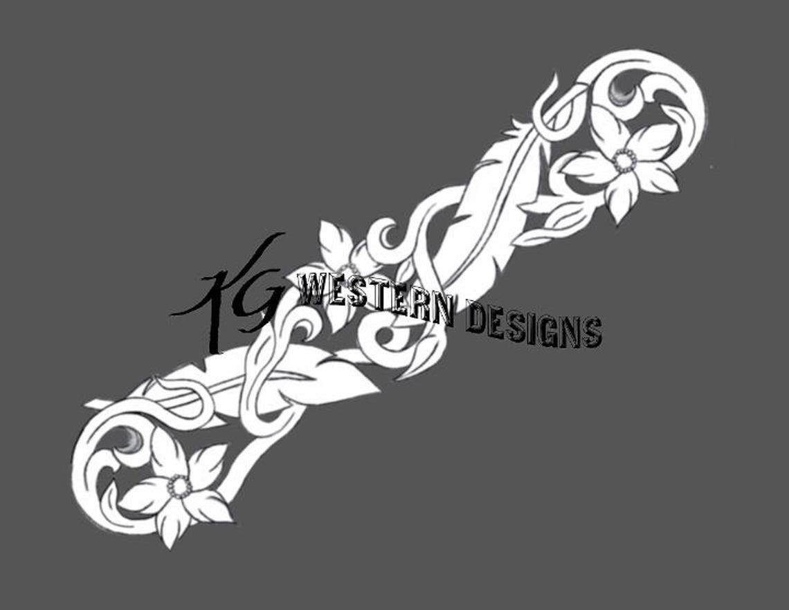 Feather Trace Pattern Leather Tooling Feather Flowers and Vines Tracing Design Pattern PDF ...