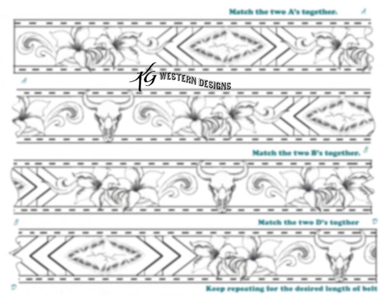 Azalea Tooling Pattern 3 Leather Tooling Patterns- PDF Pack- Western Tooling, Cowskull With ...
