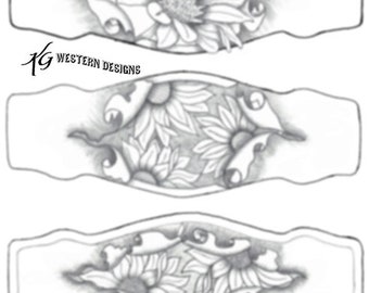 Sunflower Bracelet Cuffs- Leather Tooling Pattern Pack