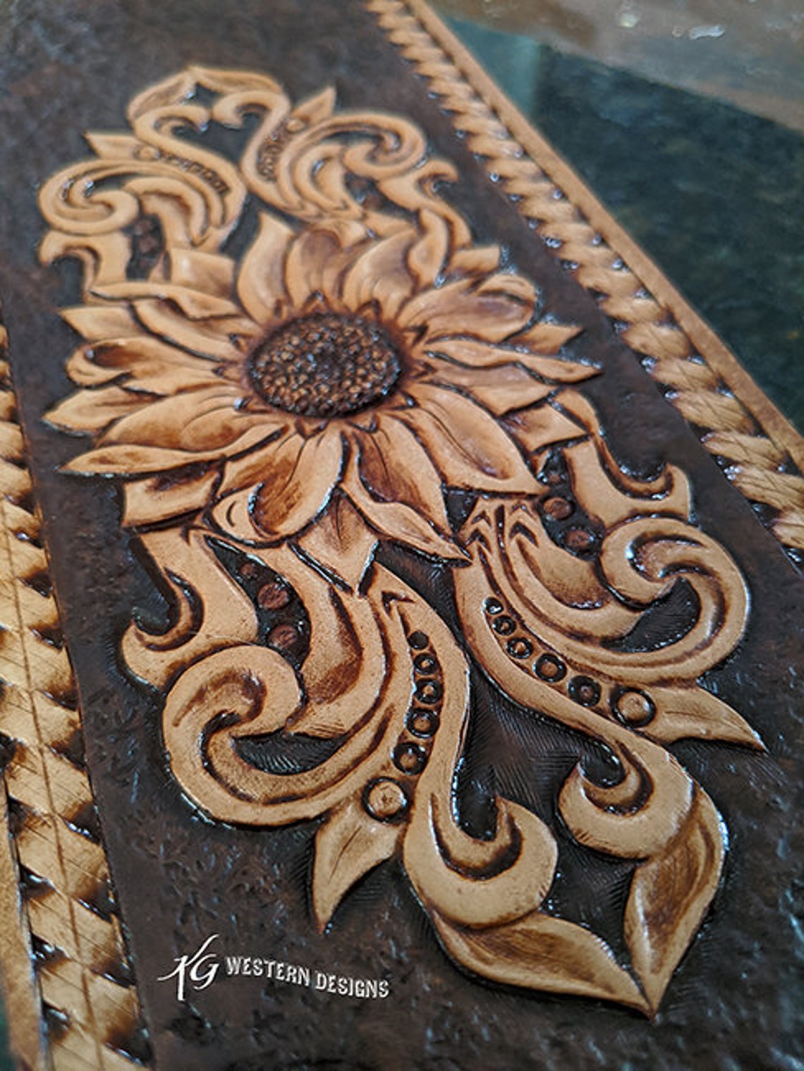 Sunflower-daisy-floral-vines Symmetrical Leather Tooling Design Pattern ...