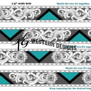Leather Belt Pattern, Sunflowers and Vines- Western Art, Tooling Design Pattern PDF Download