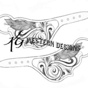 Leather Spur Strap Pattern PDF -Tooling Template- Western Scrollwork Vines Designs