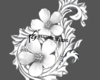 LewisFlax Floral Vines Leather Tooling Tracing Design Pattern