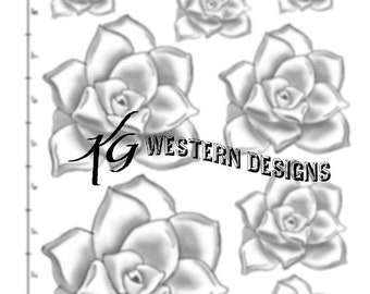 Succulent Desert Flowers Pattern Leathercraft Tooling Tracing Design Pack