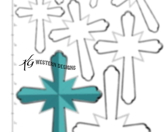 Western Bling Cross Leather Tooling Tracing Pattern Scale