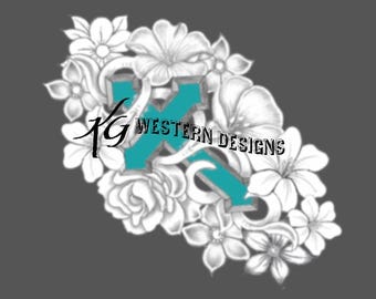 Western Cross, Floral Patch-Vines-Leather Tooling Design Pattern