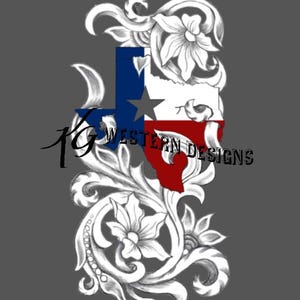 Leather Tooling Design, Texas State With Vines and Flowers. Carving ...