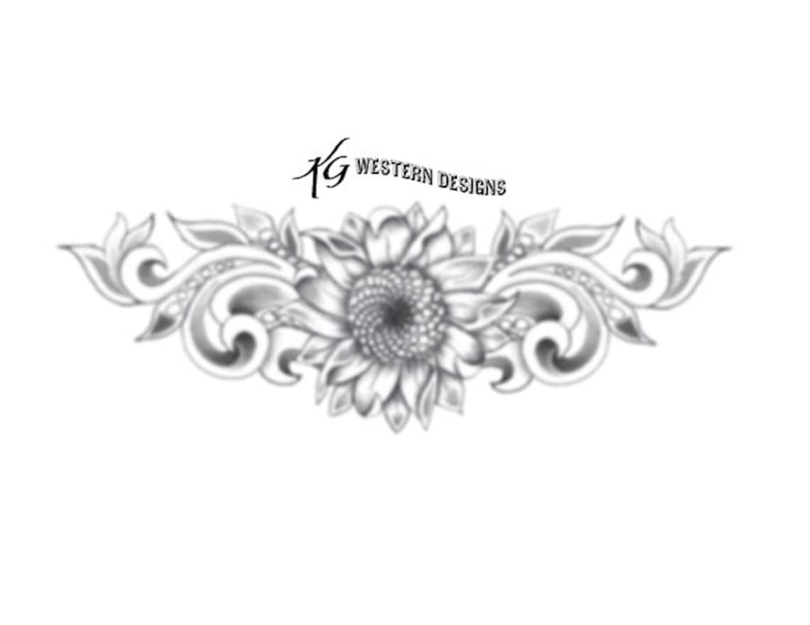 Leather Tooling Sunflower Design Pattern Pack Etsy