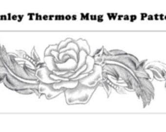 Stanley Thermos Mug Wrap Pattern, Leather Tooled Travel Mug Template PDF Pattern with Directions.