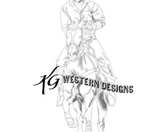 Cowboy & Horse, Ranching, Rodeo Figure Carving Tracing Design Pattern
