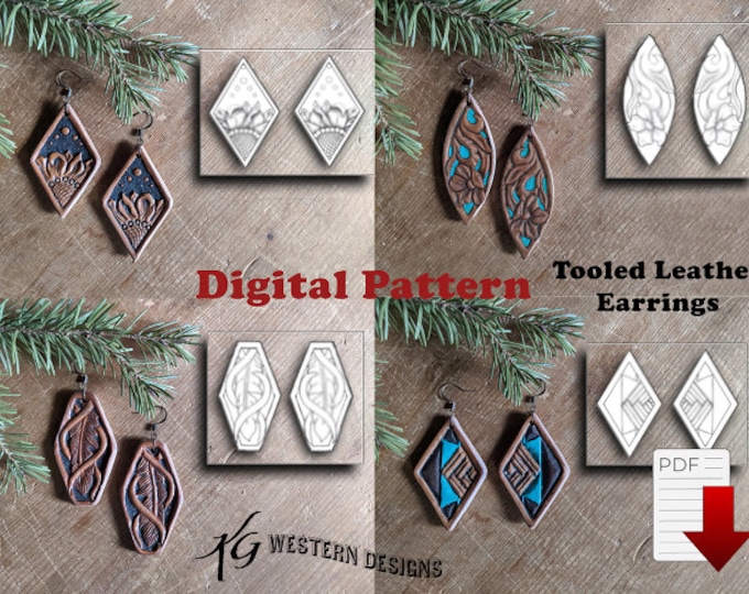 Leather-Earrings-Tooling-Pattern (4 Pack) #2
