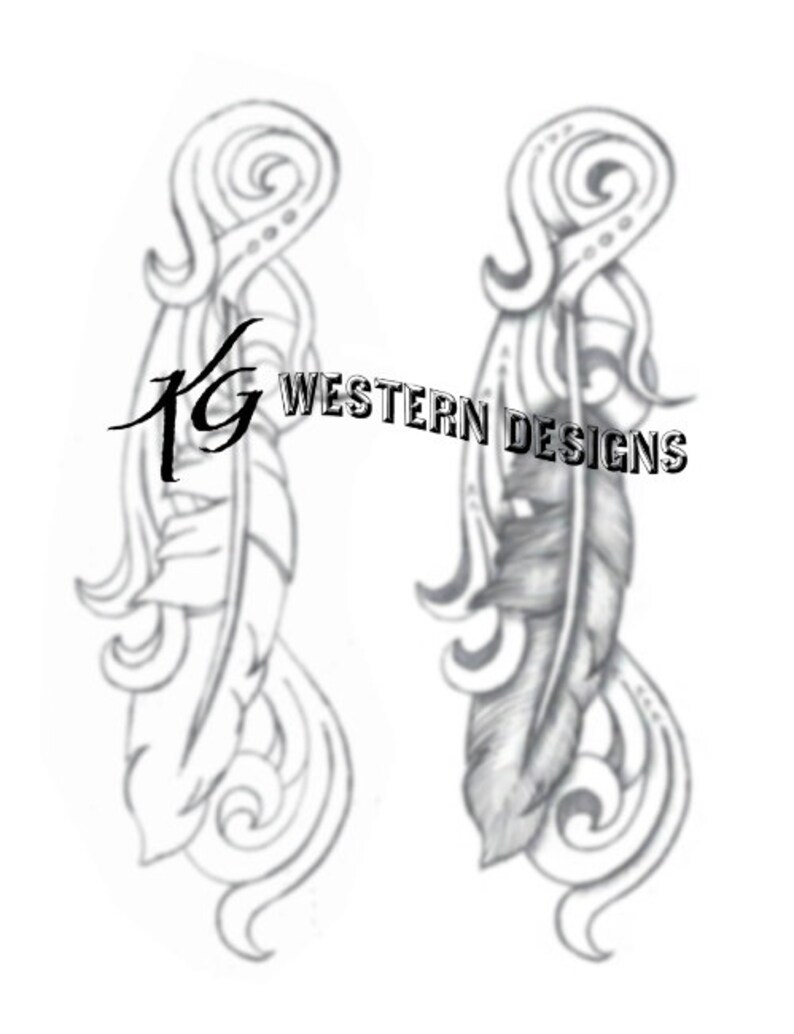 Feather Trace Pattern 3 Pack Leather Tooling Feather-&-vines Tracing Designs Pattern PDF ...