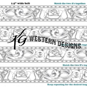 3 Leather Belts- PDF Pack- Western Floral Tooling, Roses, Sunflowers Barbwire, Pattern Designs ...