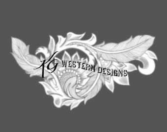 Leather Tooling Pattern Western Feathers Sunflower Scrollwork Corner Frame Design Tracing Design