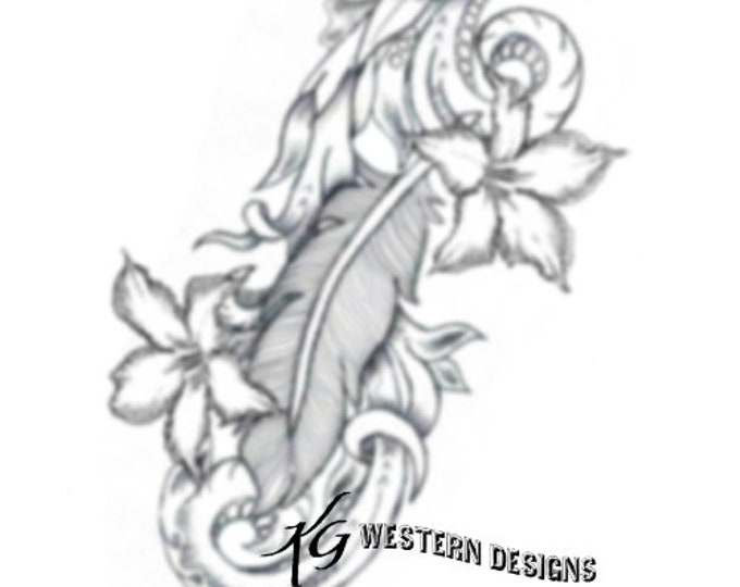 Leather Tooling-Feather-Lillys-Vines Design Tracing Design Pattern