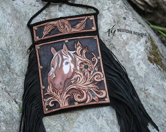 Leather Tooling Pattern- Paint Horse Floral and Vines- Western Design Carving DIY Tracing Pattern