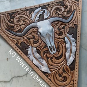 Läderverktyg - Western - Longhorn Cow Skull - Vinrankor - Spårningstriangeldesignmönster