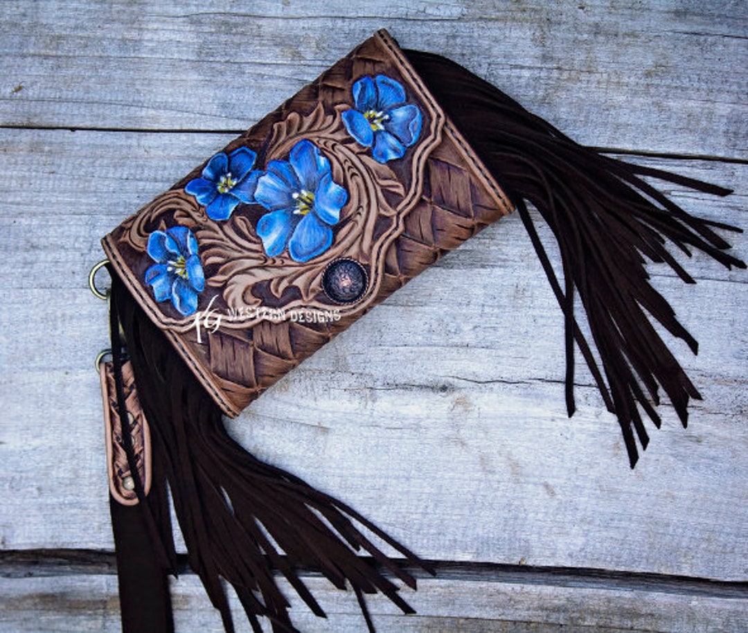 Leather Tooled Bifold Wallet Clutch Pattern Template With Etsy Leather Tooled Bifold Wallet Clutch Pattern Template With Etsy
