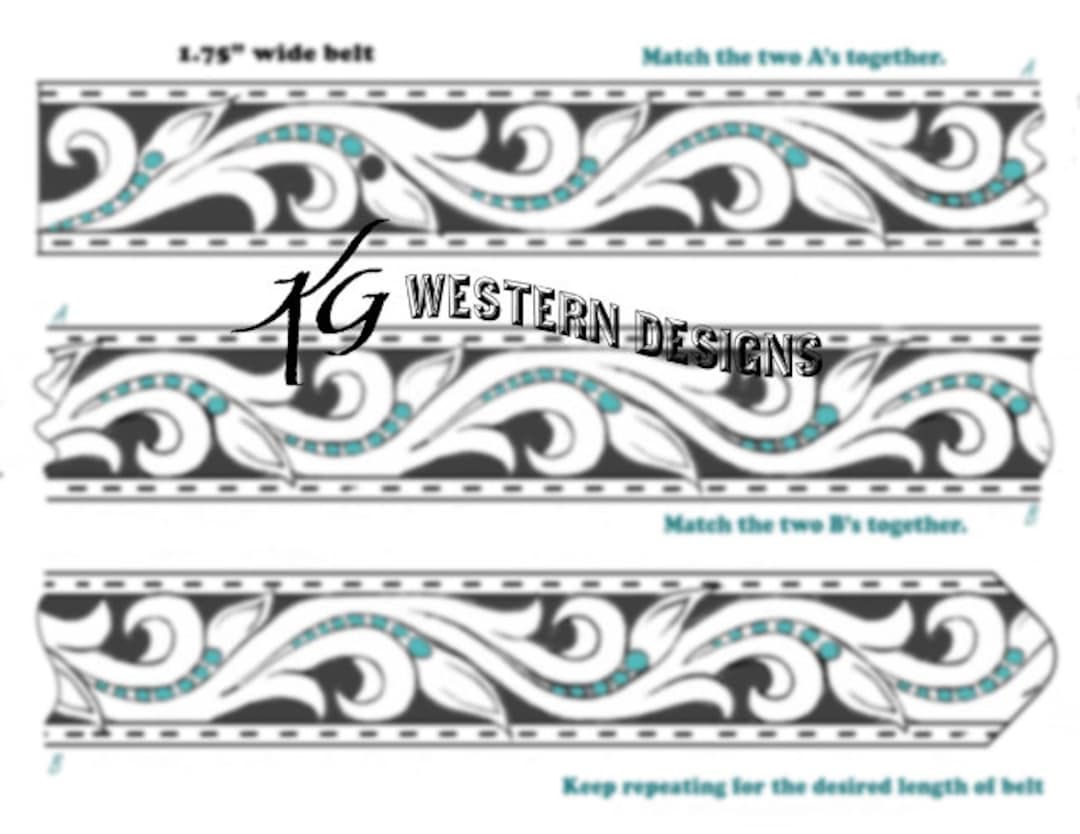 Leather Belt Pattern, Feathers, Vines and Scrolls, Tooling Design PDF