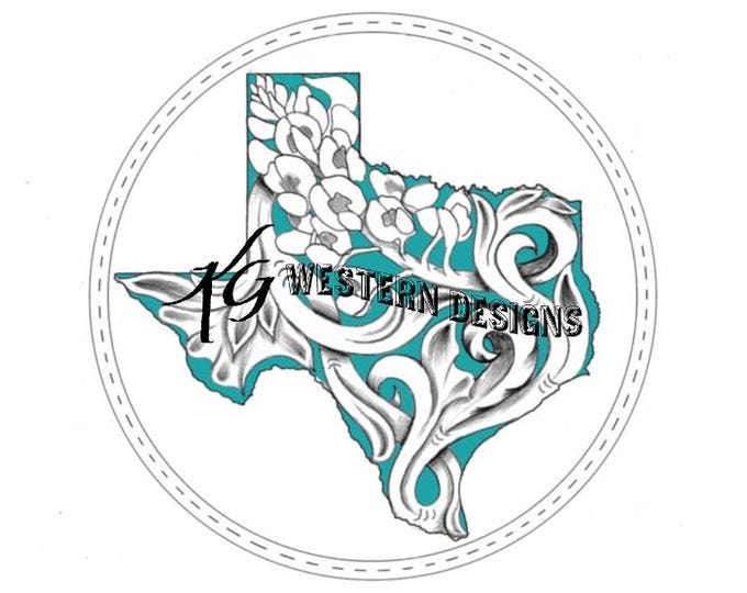Filigree State of Texas Blue Bonnet Design Leather Round Purse Tooling Carving Tracing Pattern PDF