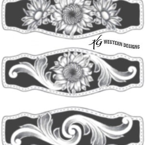 Sunflower Daisy DIY Leather Tooling Design Bracelet Pattern Pack ...