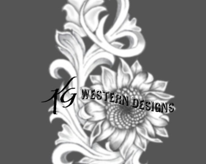 Leather Tooling Sunflower Spring Floral Vines Tracing Design Pattern