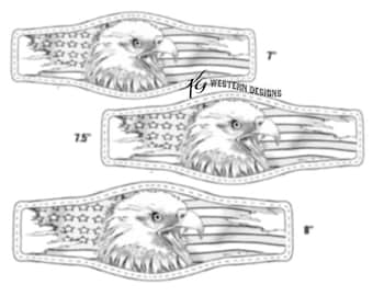 Leather Bracelet-Cuff 3 Sizes Print Out Tooling Ripped Flag Eagle Pattern Design