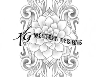 Succulent Flower-Floral-Vines Leather Tooling Design Pattern