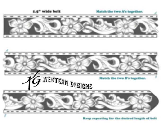 Leather Belt Tooling Flowers and Vines Design Pattern Download