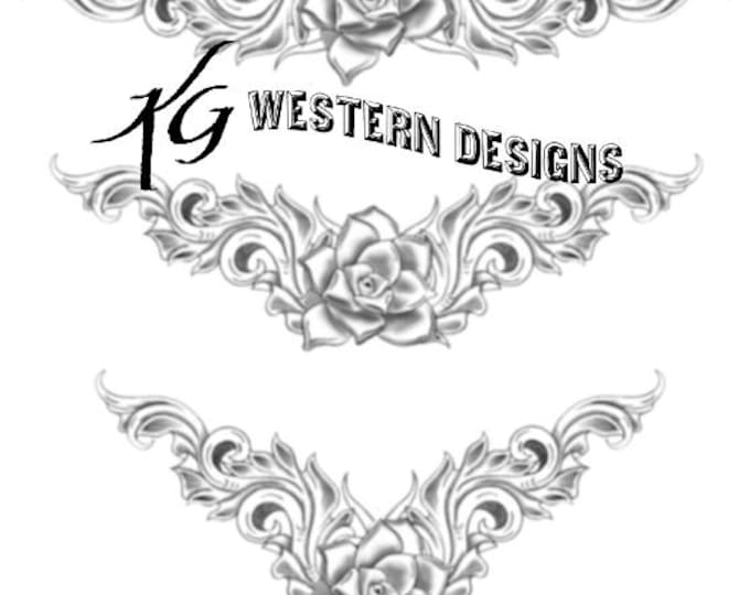 Leather-Tooling-Flower and Vines- Border Design Pattern 3 Pack