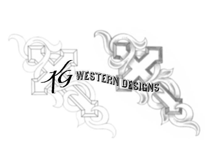 Western Cross-Vines-Leather Tooling Design Pattern