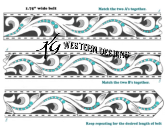 Leather Belt Pattern, Feathers, Vines and Scrolls, Tooling Design PDF Download