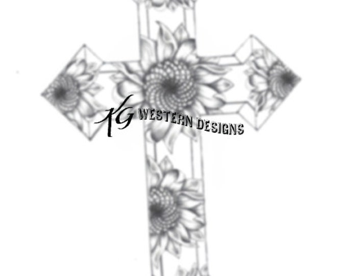 Western Cross- Sunflowers-Leather Tooling Designs