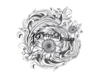 Leather Tooling Feathers-sunflowers-daisy Floral Vines