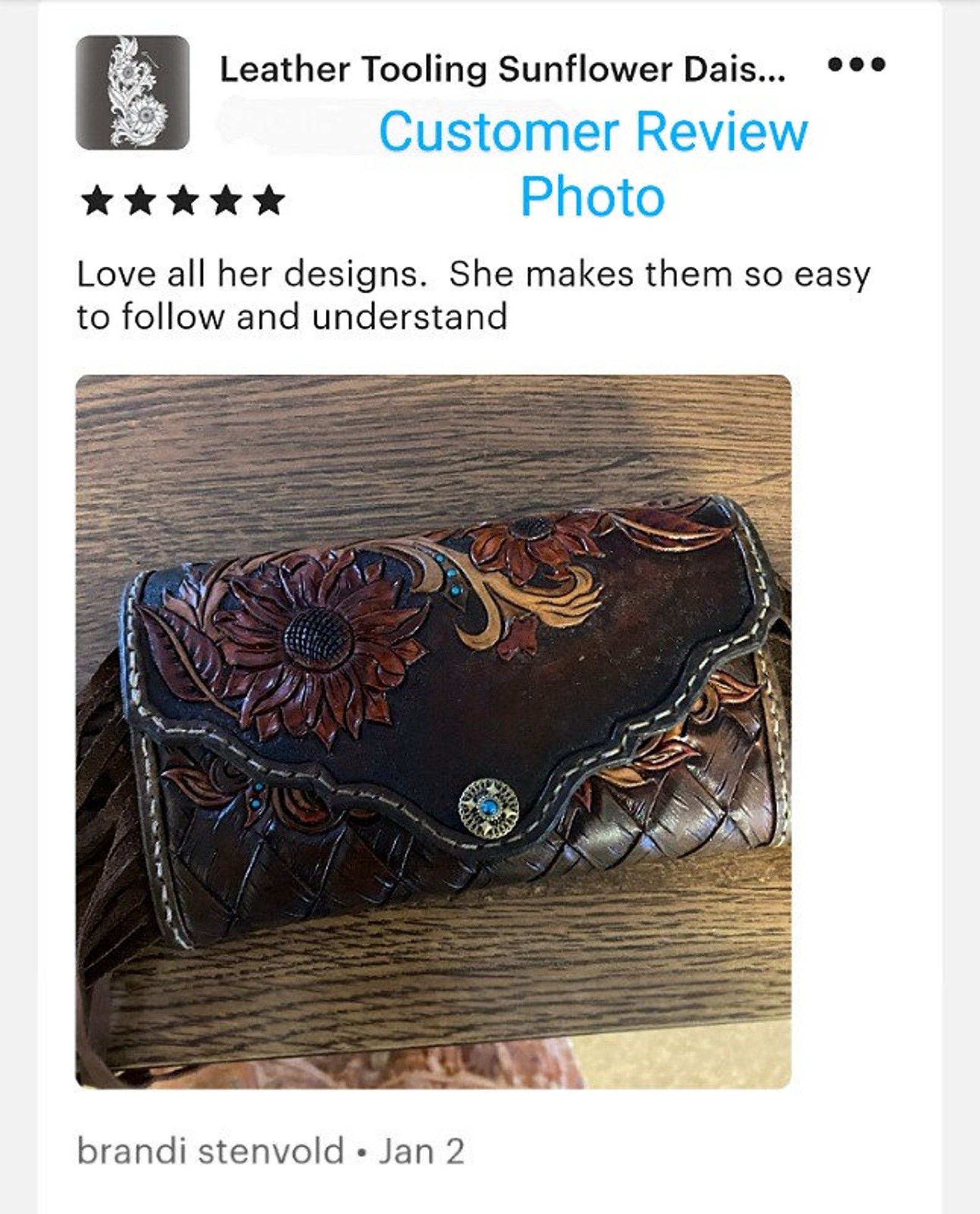 Leather Tooling Sunflower Daisy Floral Vines DIY Tracing Design Pattern ...