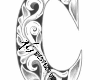 Letter C- Leather Tooling-Vines -Tracing Design Pattern