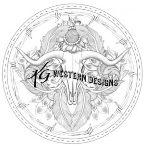 Leather Tooling-Western-Longhorn Cowskull-Vines -Feathers-Tracing Round Purse Design Pattern Template