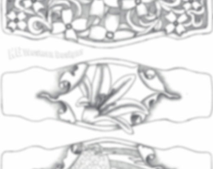 American flag Flowers Leather Tooling Bracelet Pattern Pack