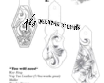 Leather Tooling Keychain Ring Fobs Pattern Pack Download #5